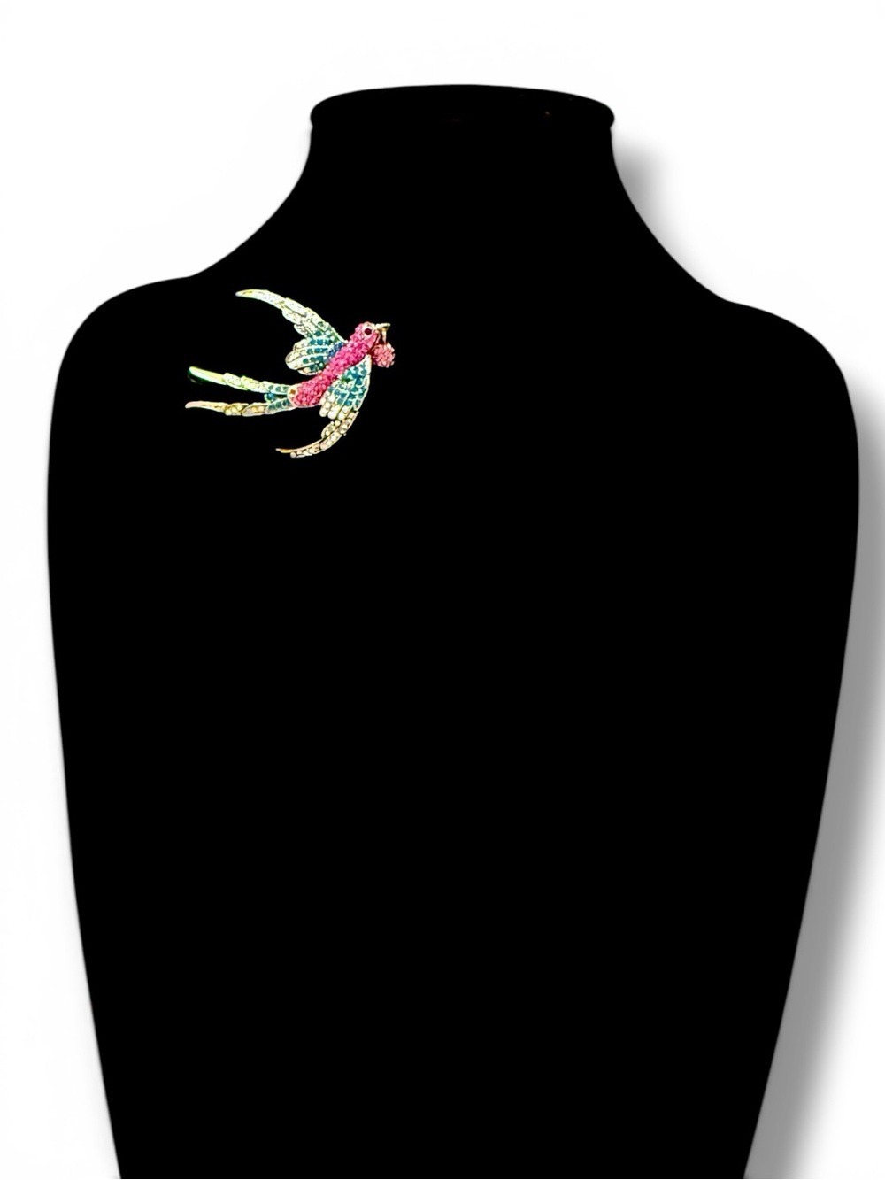 Giftable Crystal Colorful Rhinestone Bird Brooch/Pin Pink Teal | NIB
